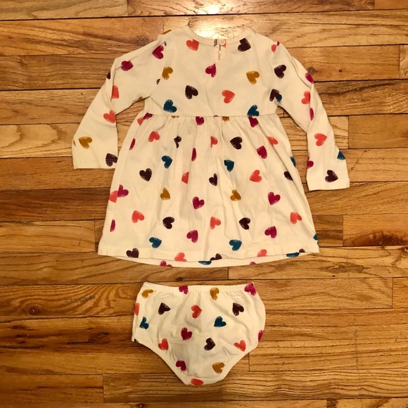 Wonder Nation white long sleeve heart print dress with matching bloomers, 18M - Picture 2 of 5